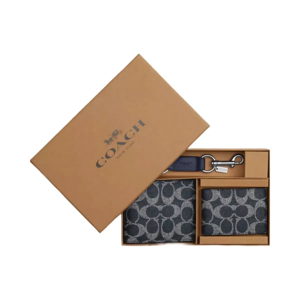 Coach Boxed 3-In-1 Wallet Gift Set In Signature Canvas in Silver Denim Chalk