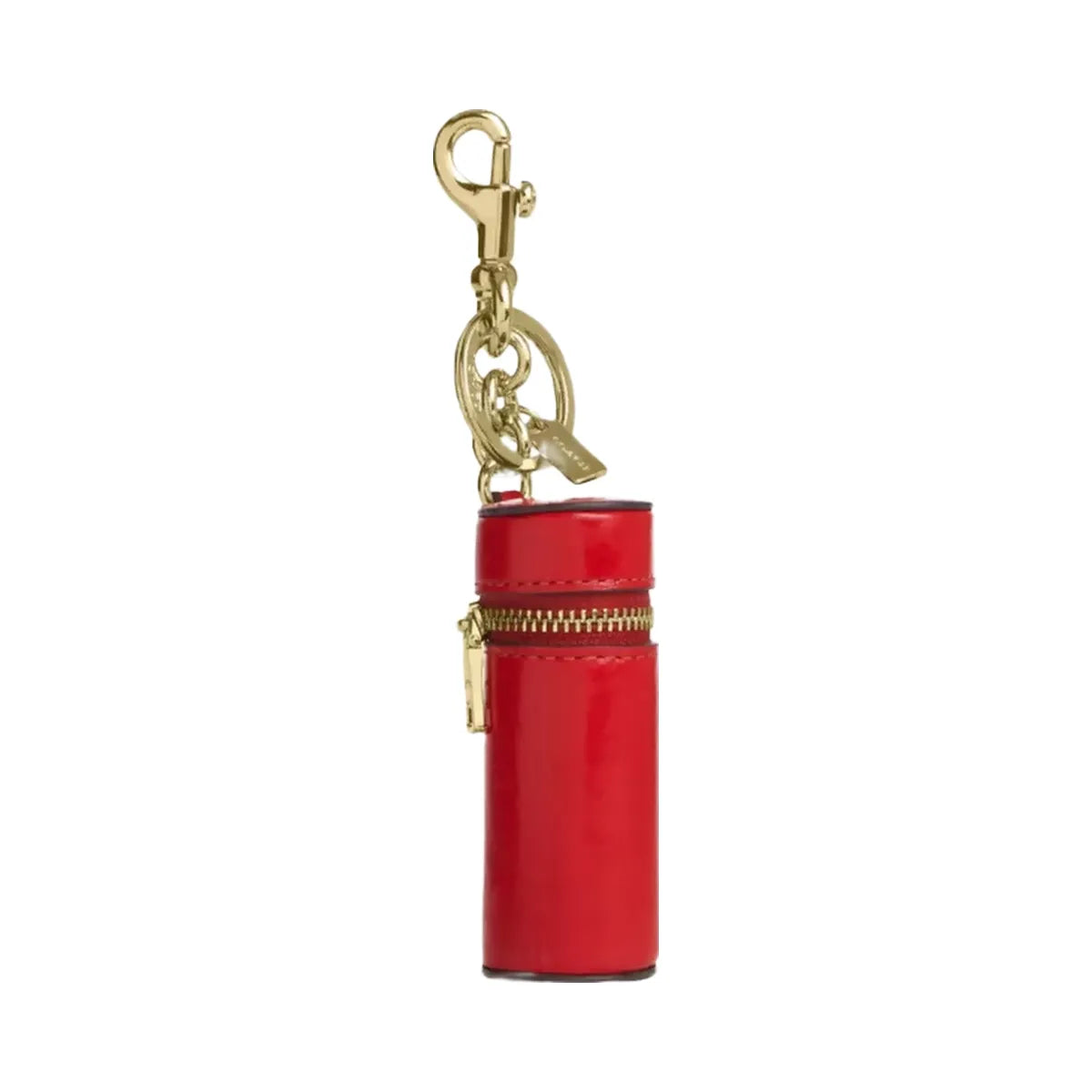 Coach Lipstick Case Bag Charm in Gold Bright Cherry