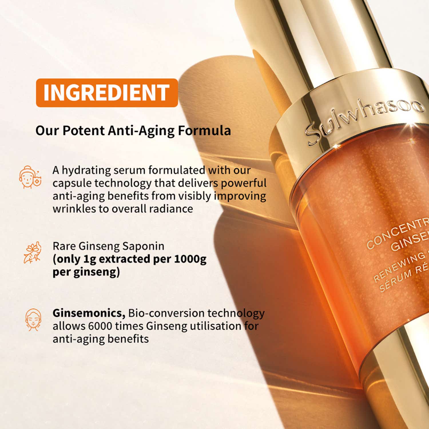 Sulwhasoo Concentrated Ginseng Renewing Serum Ex (60ml) - Sulwhasoo