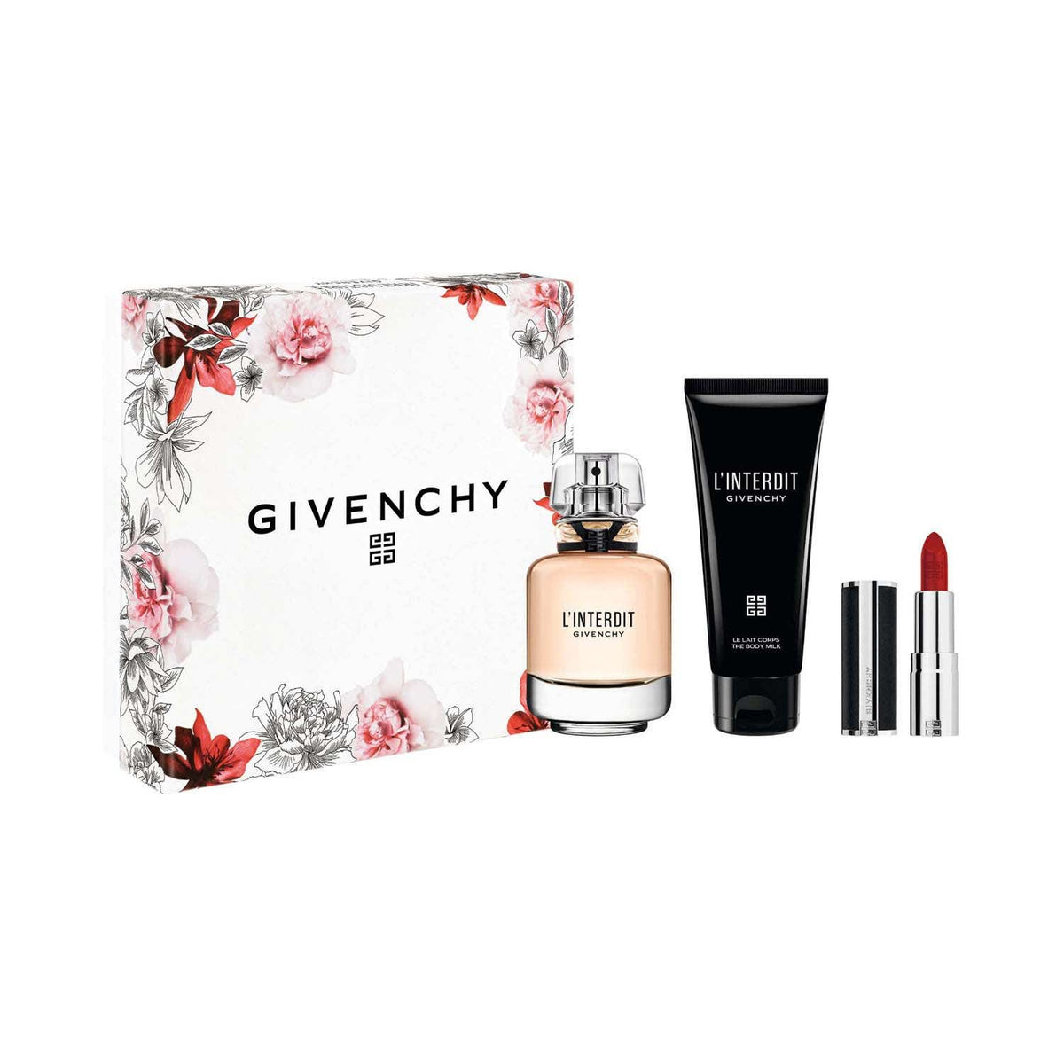 Givenchy L'Interdit Gift Set (Eau De Parfum 50ml + Body Lotion 75ml + Le Rouge Interdit 333) - Givenchy
