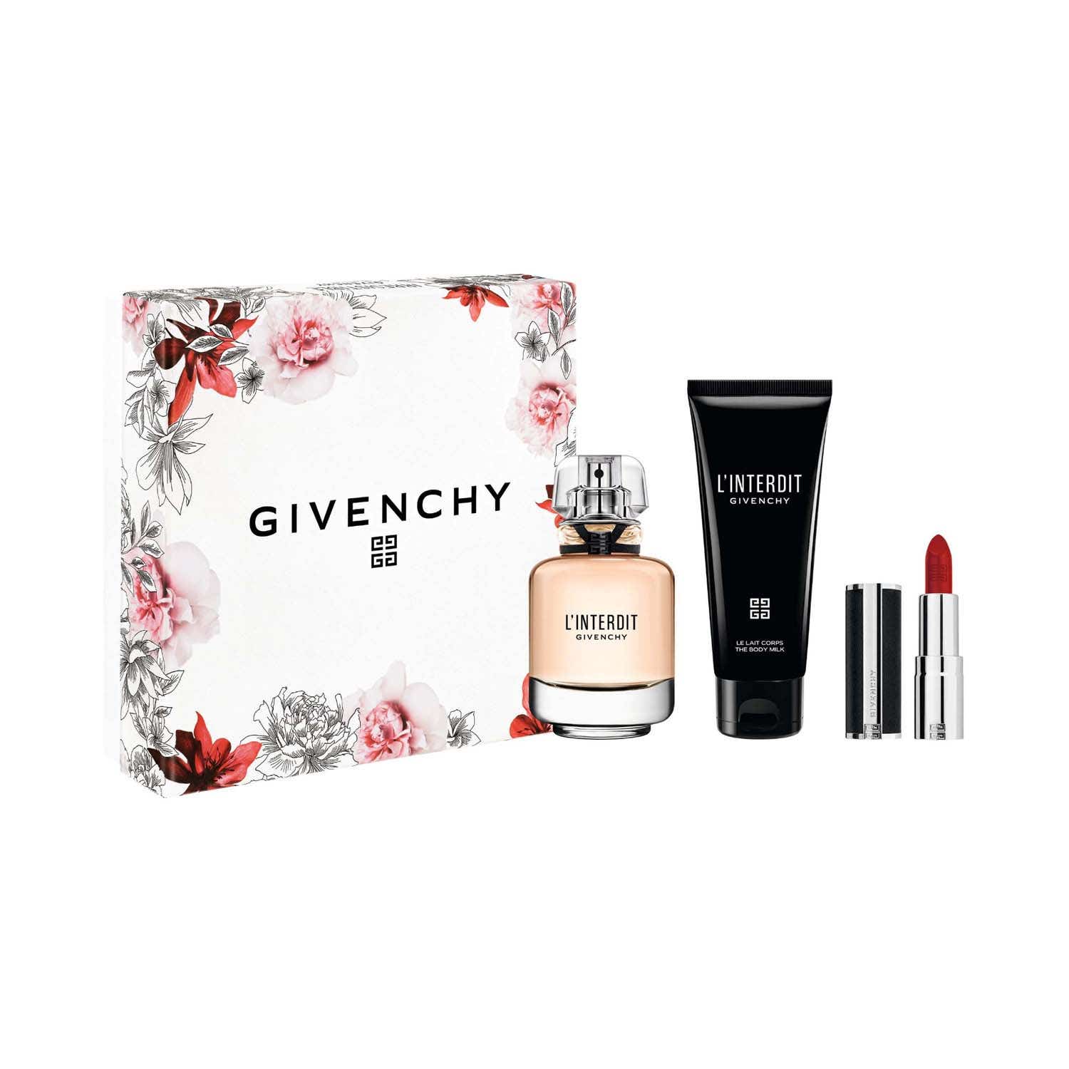 Givenchy L'Interdit Gift Set (Eau De Parfum 50ml + Body Lotion 75ml + Le Rouge Interdit 333) - Givenchy
