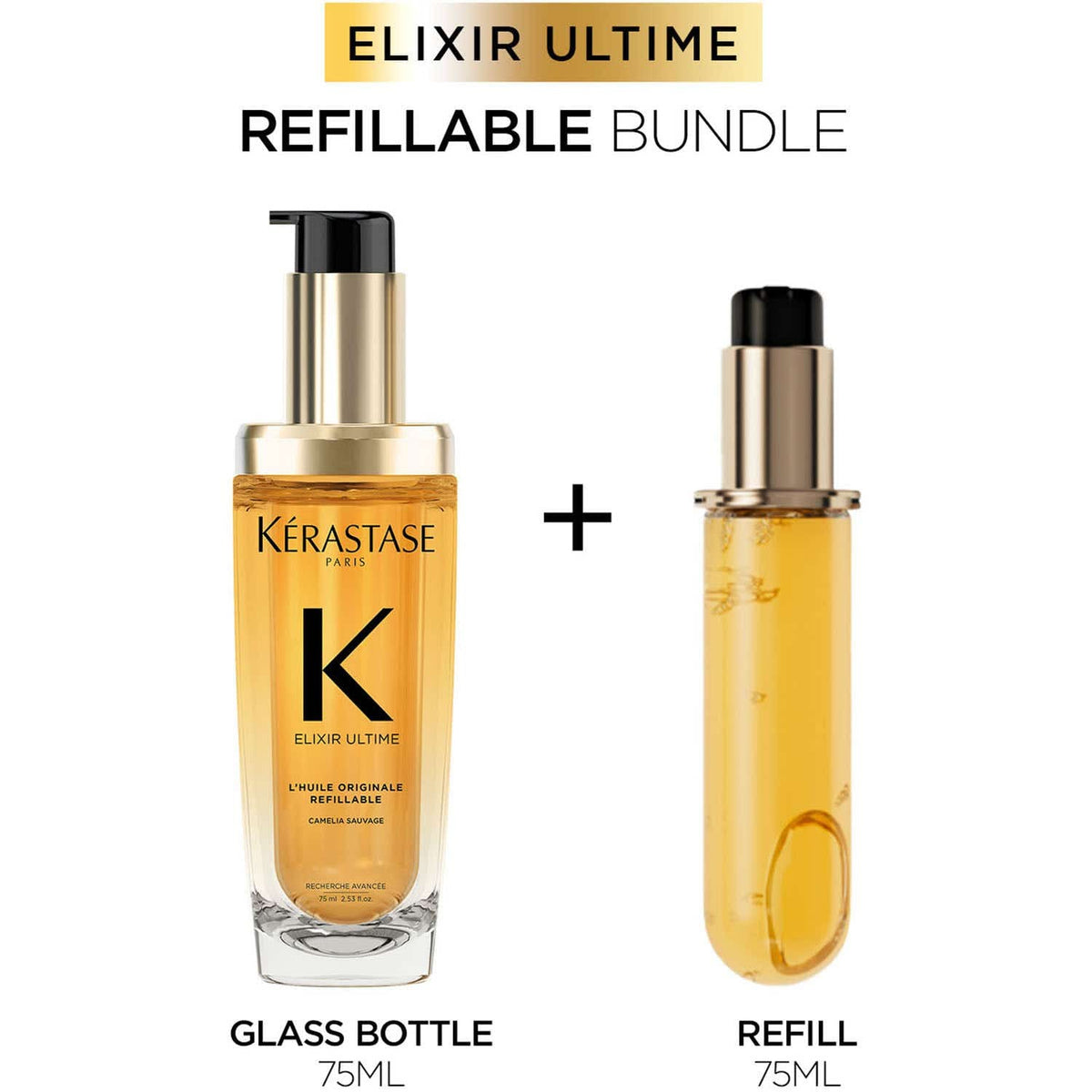Kerastase Elixir Ultime Hair Oil-In-Serum Refillable + Oil-In-Serum Refill Combo - KERASTASE
