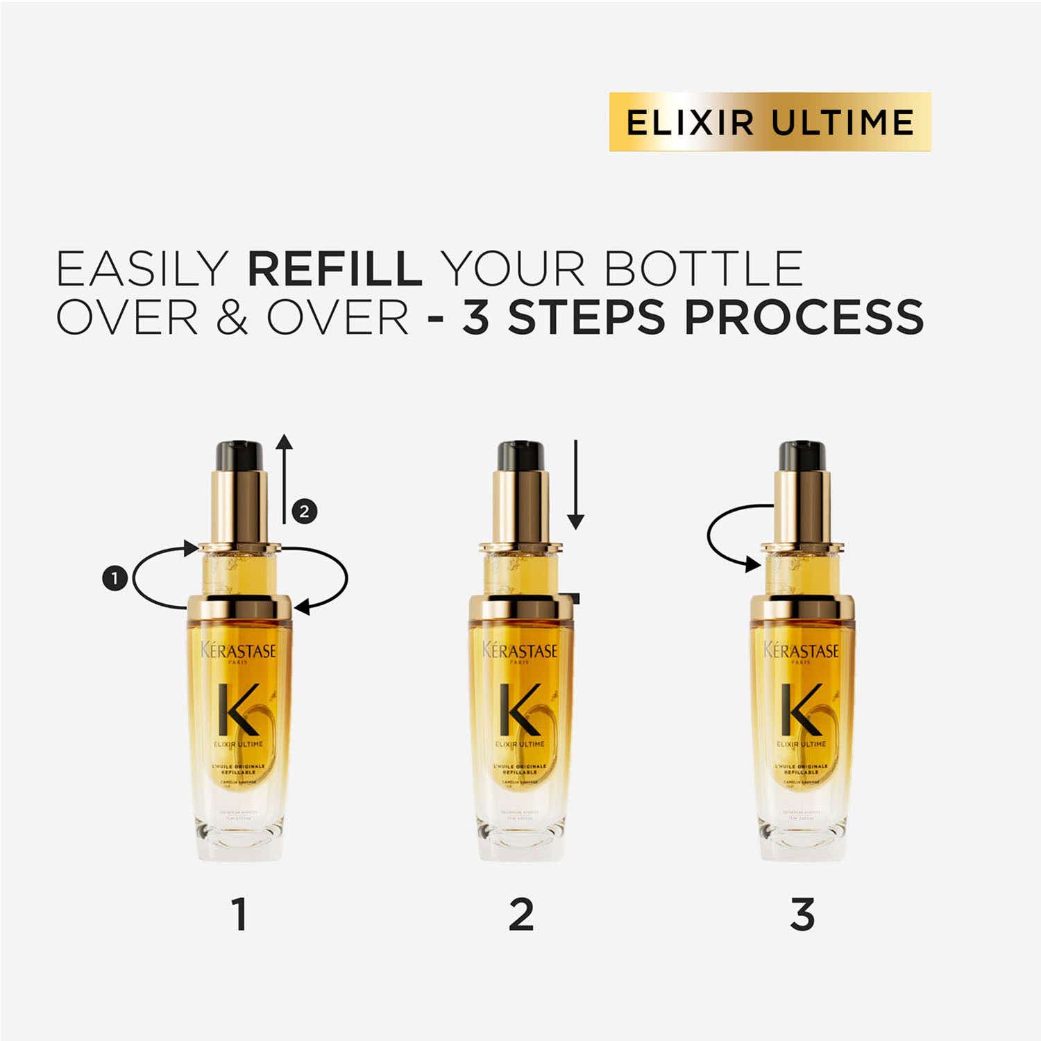 Kerastase Elixir Ultime Hair Oil-In-Serum Refillable + Oil-In-Serum Refill Combo - KERASTASE