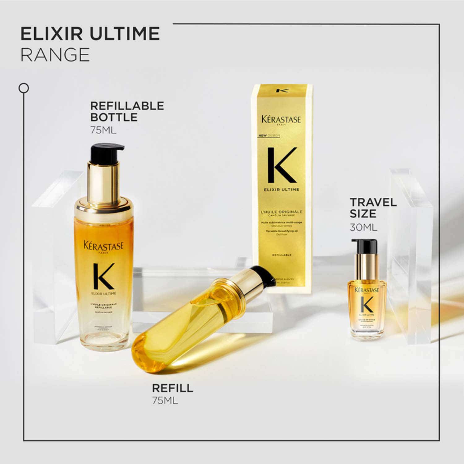 Kerastase Elixir Ultime Hair Oil-In-Serum Refillable + Oil-In-Serum Refill Combo - KERASTASE