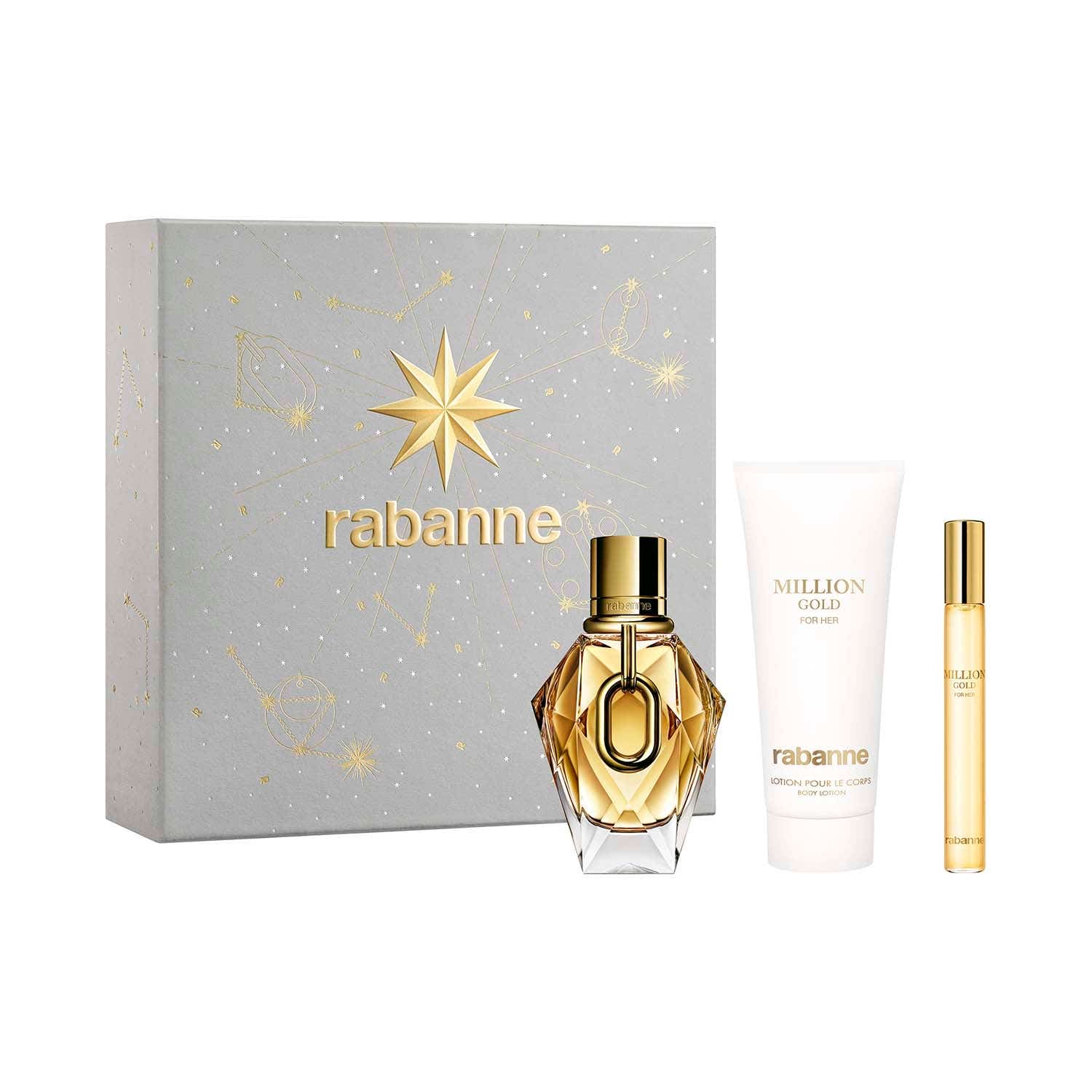 Rabanne Million Gold For Her Eau De Parfum, Body Lotion and Travel Spray (3 pcs) - Rabanne