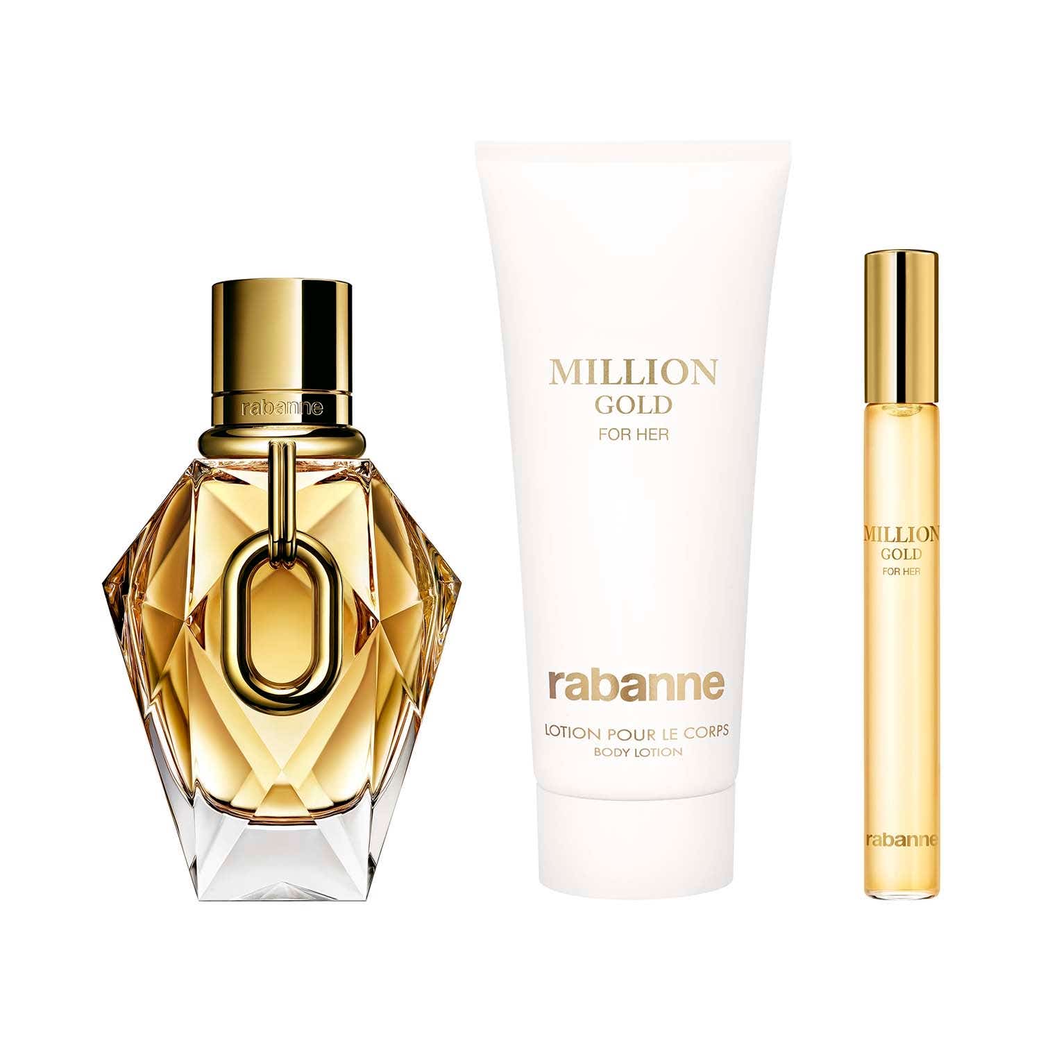 Rabanne Million Gold For Her Eau De Parfum, Body Lotion and Travel Spray (3 pcs) - Rabanne