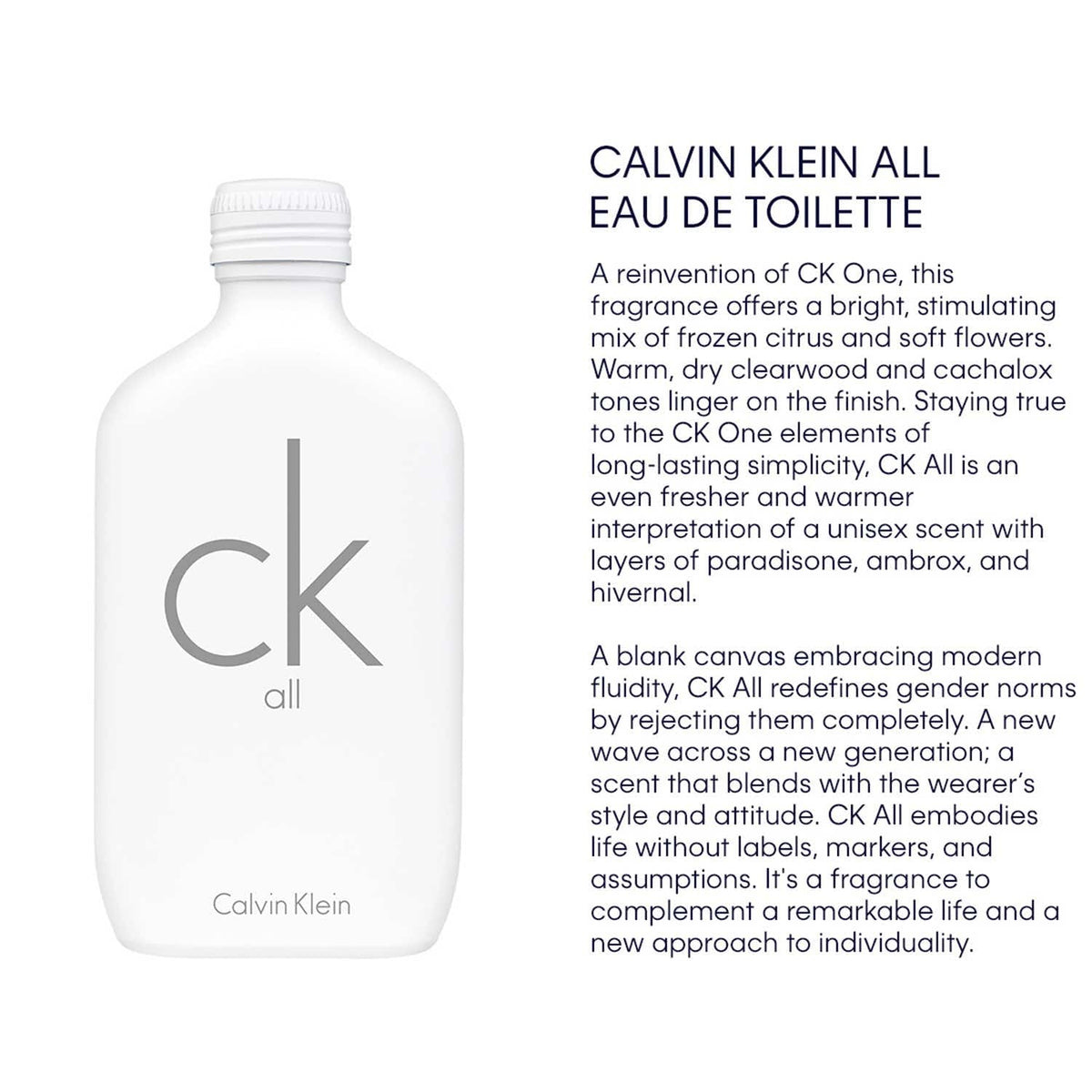 Calvin Klein Ck All Eau De Toilette - EDT For Everyone Unisex Perfume (200 ml) - Calvin Klein