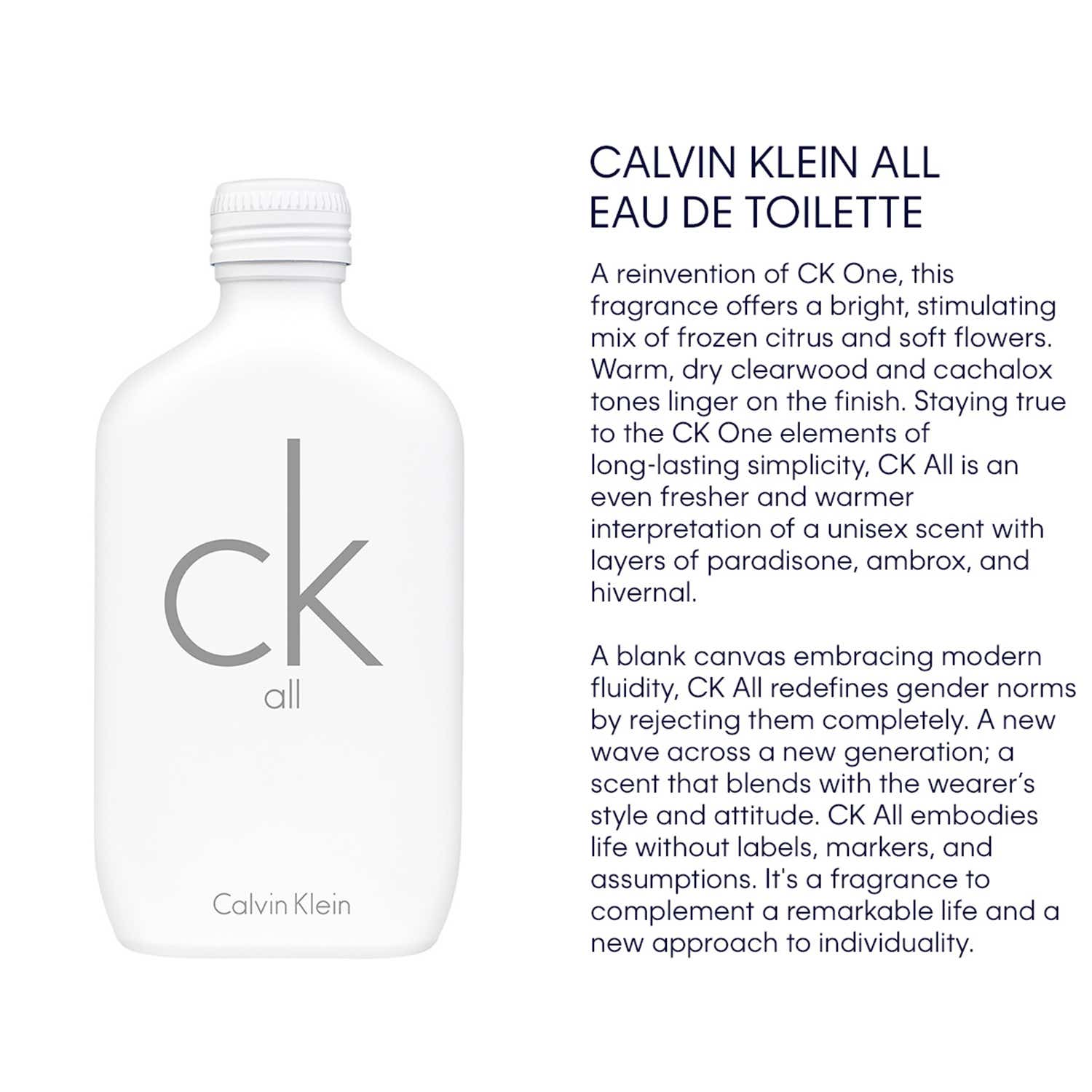 Calvin Klein Ck All Eau De Toilette - EDT For Everyone Unisex Perfume  (100 ml) - Calvin Klein