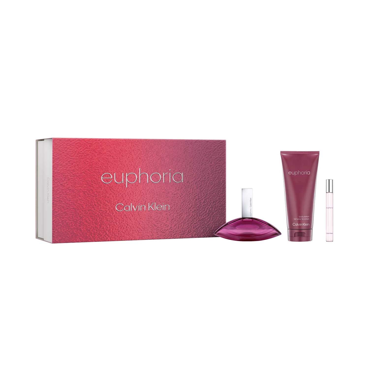 Calvin Klein Euphoria Women Giftset - Eau De Parfum 100 ml + Body Lotion 200 ml + Travel Spray 10 ml - Calvin Klein