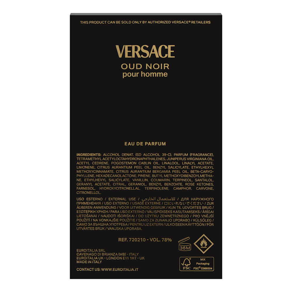 Versace Pour Homme Oud Noir 3.4 oz Eau de Parfum Spray