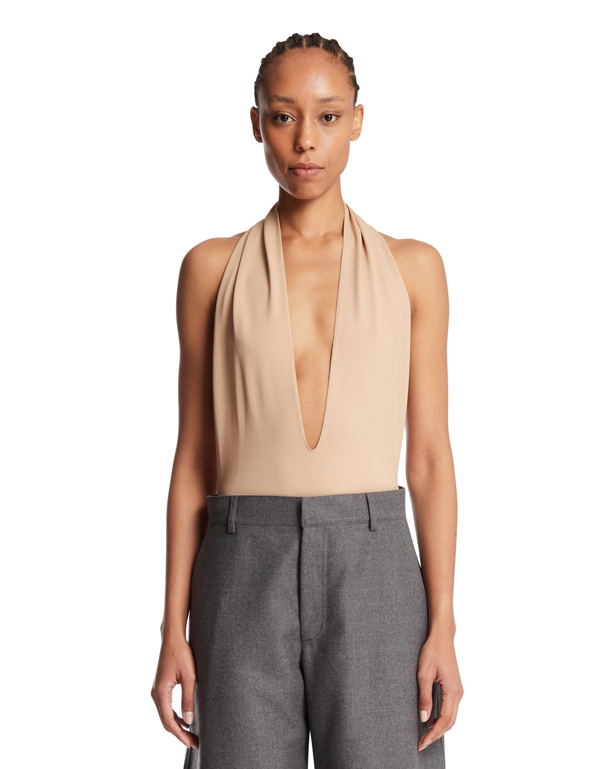 Gucci Body Con Scollo All'americana Beige