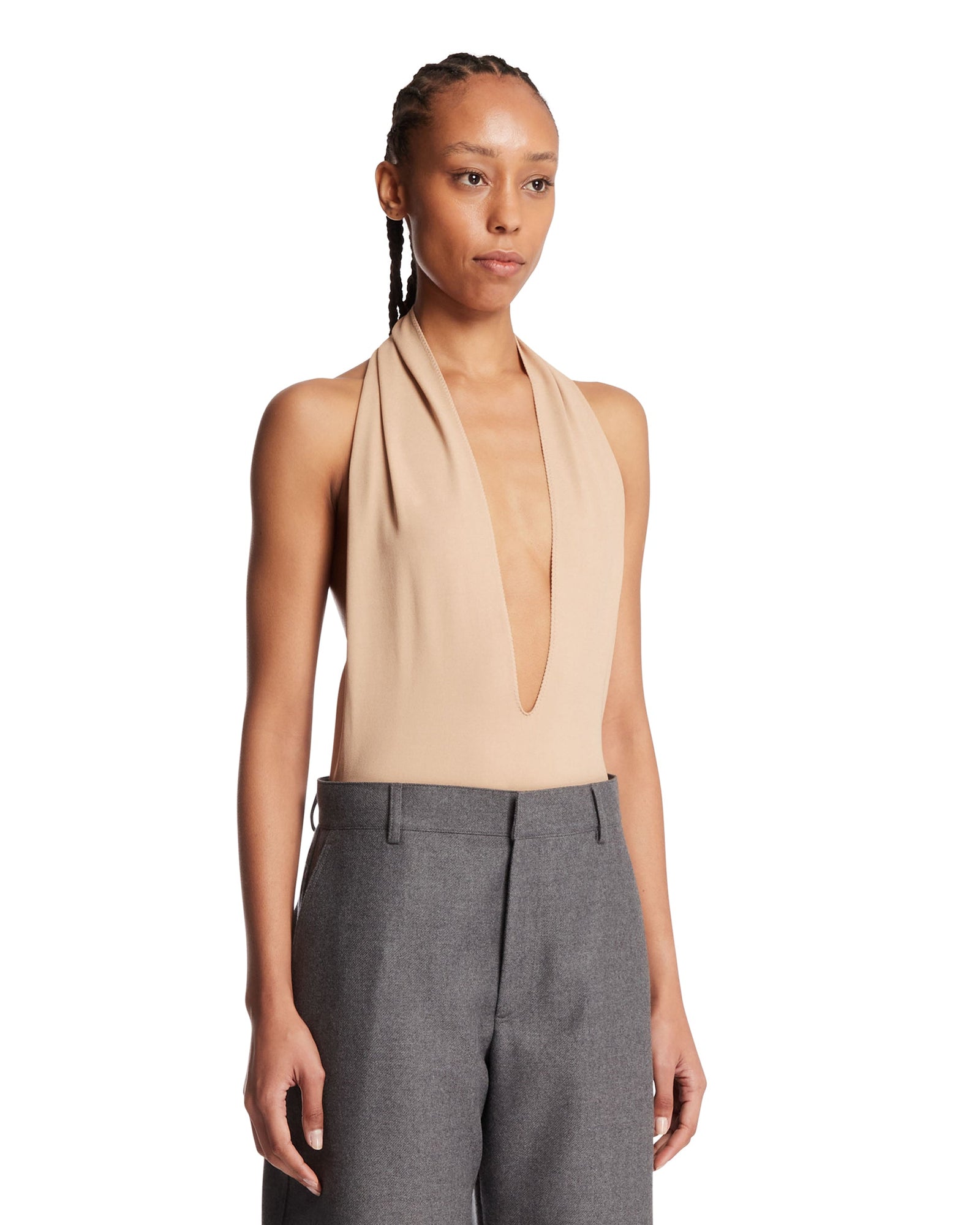 Gucci Body Con Scollo All'americana Beige