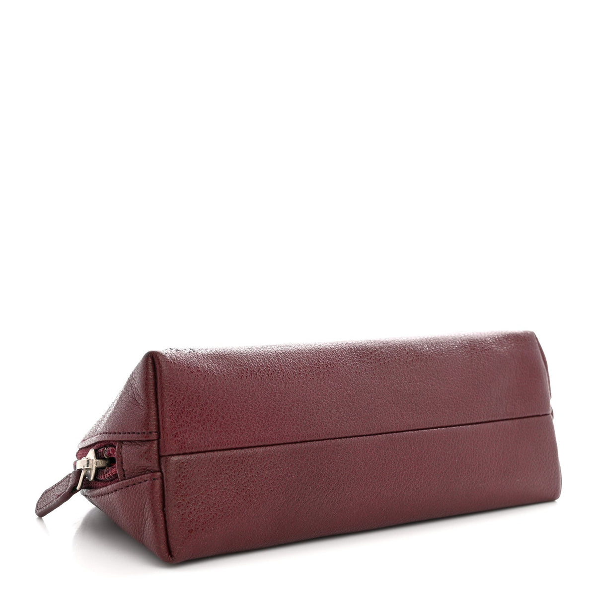 Chanel Goatskin Camellia Embossed Cosmetic Case Dark Red