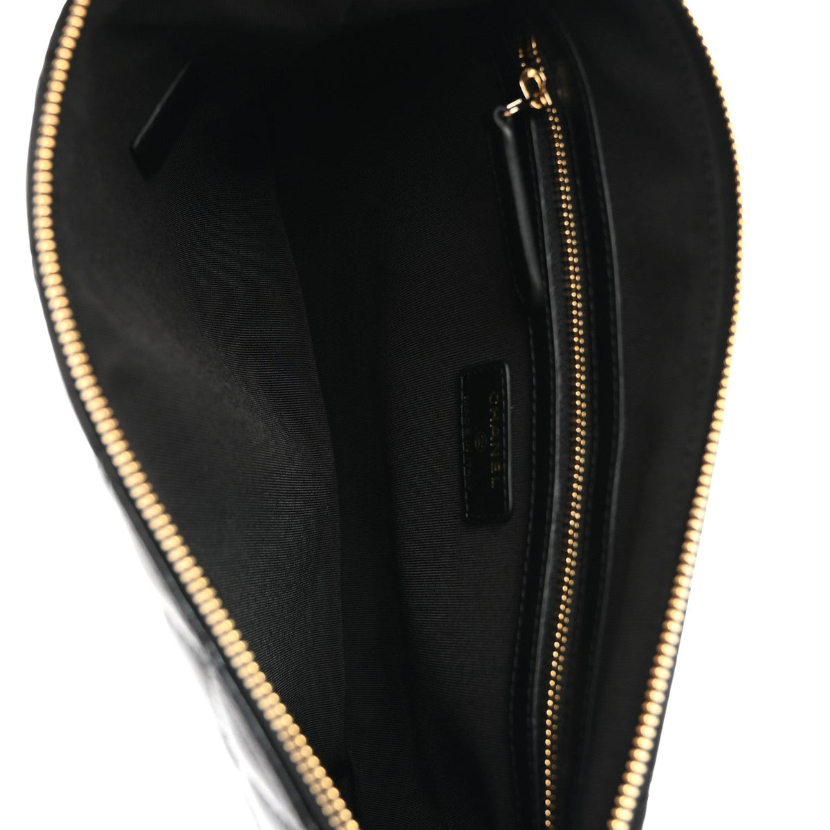 Chanel Calfskin Quilted Pearl Medium Cosmetic Case Black