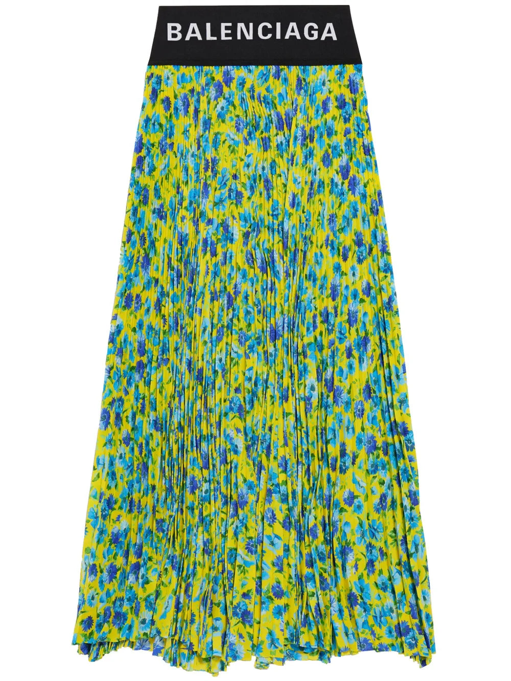 floral-print pleated midi skirt