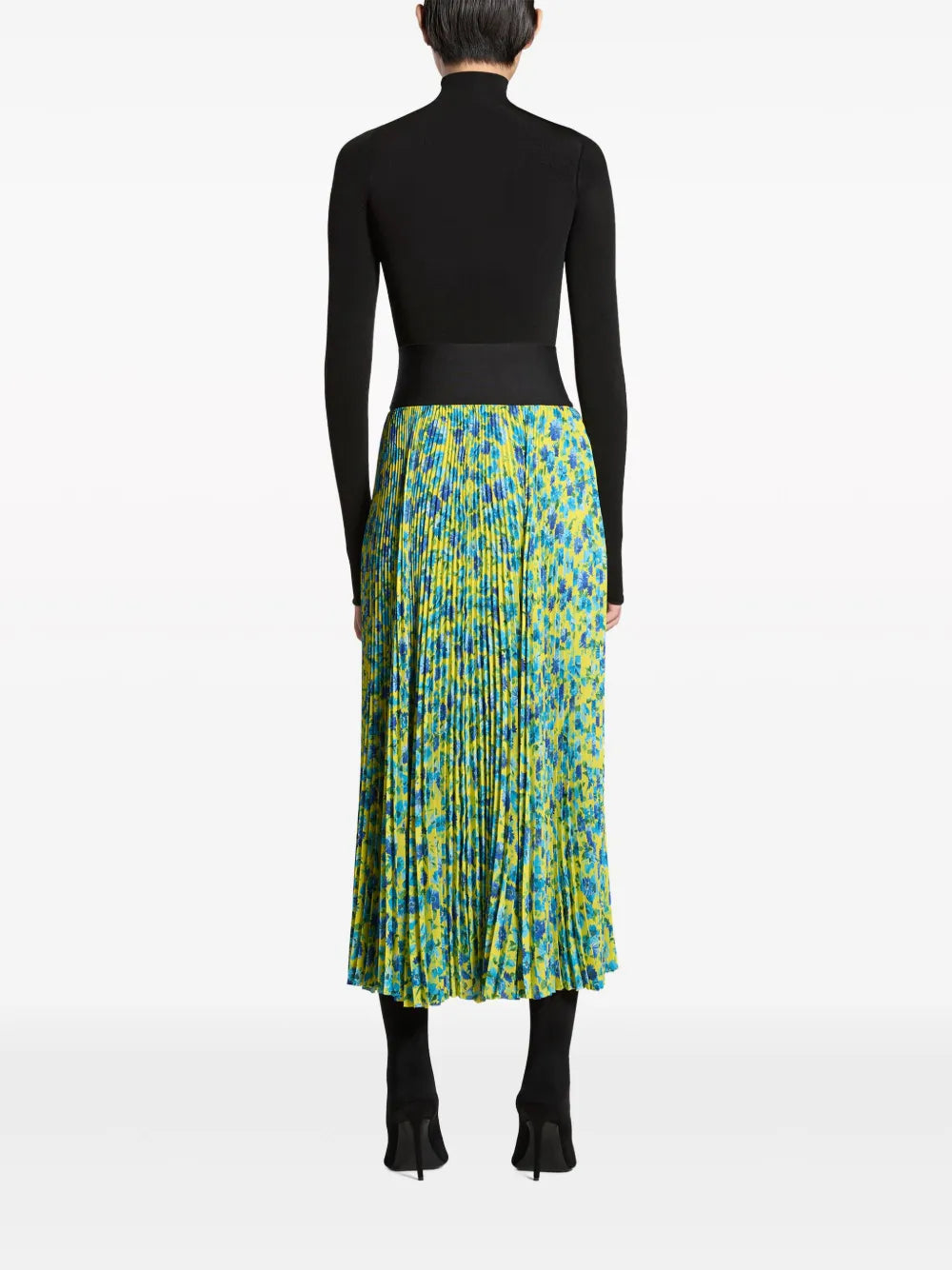 floral-print pleated midi skirt