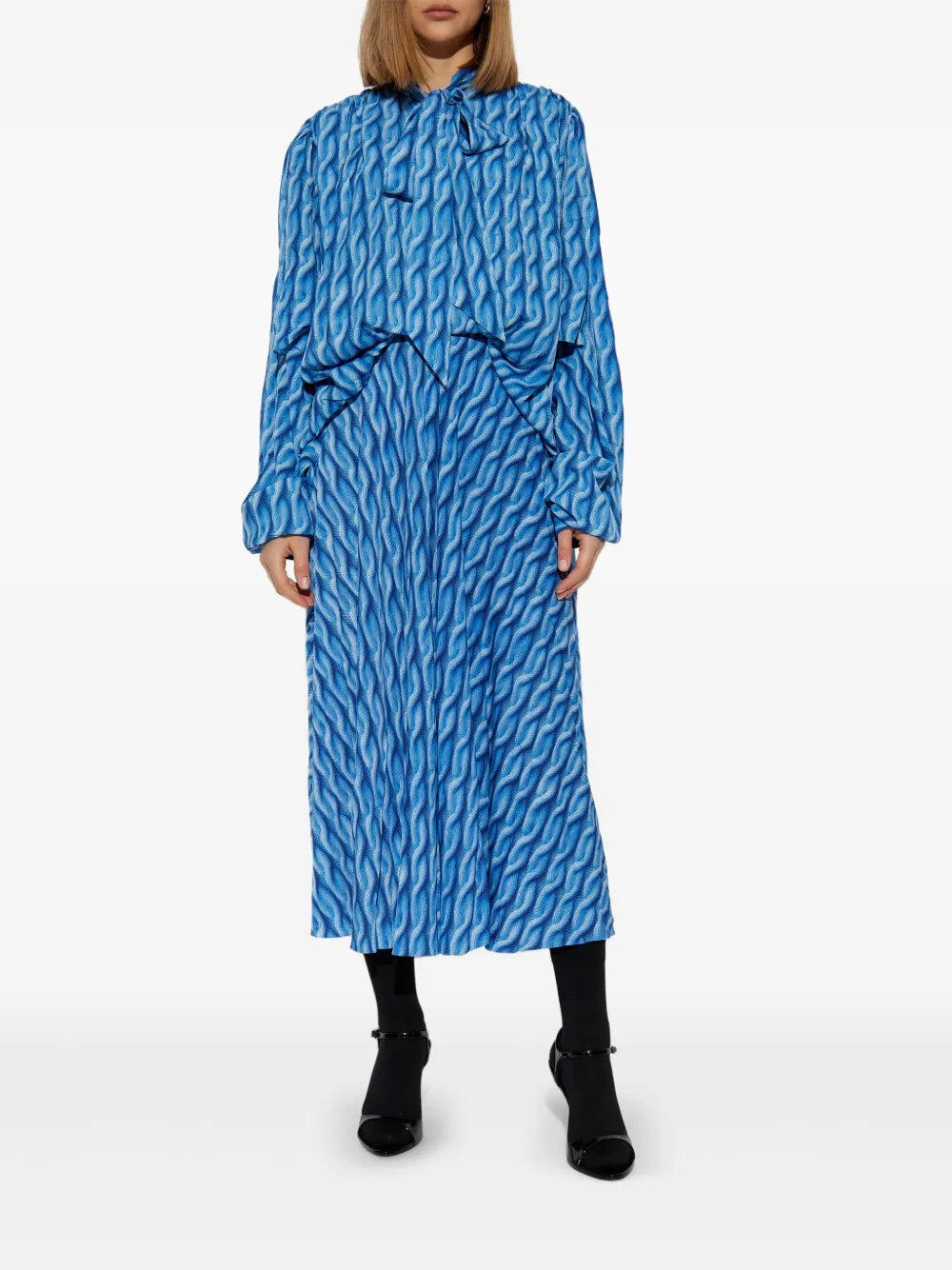 cable-knit-print midi dress