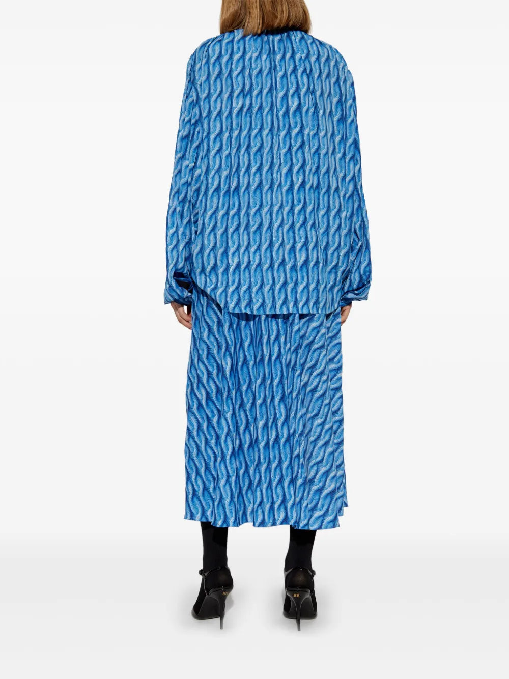 cable-knit-print midi dress