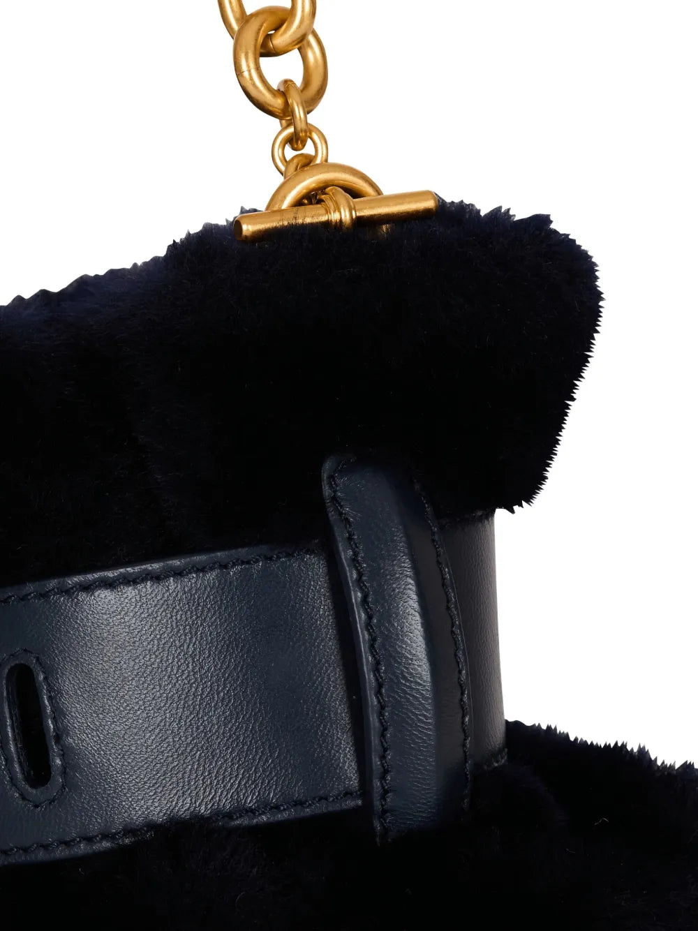 mini Anthem shearling buckle-detail clutch bag