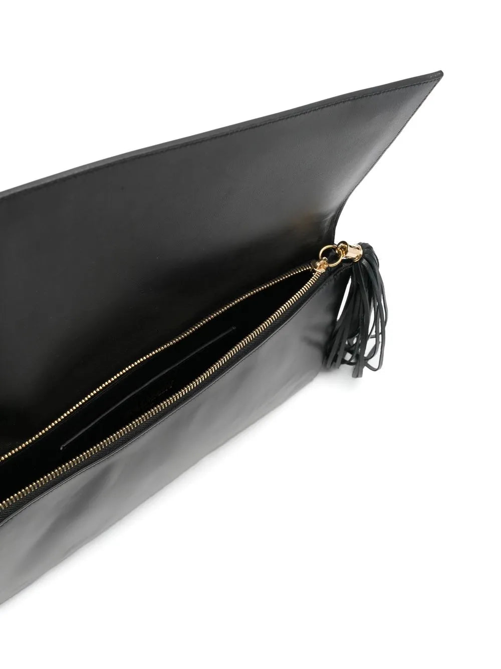 crystal-embroidered leather clutch bag