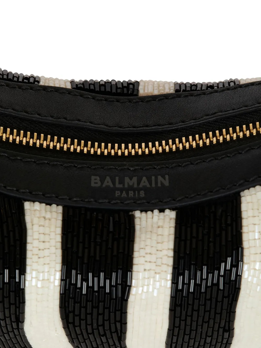 zebra-striped beaded shoulder bag