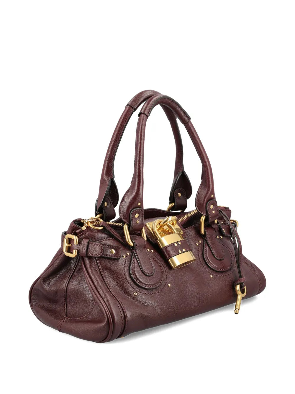 padlock leather tote bag