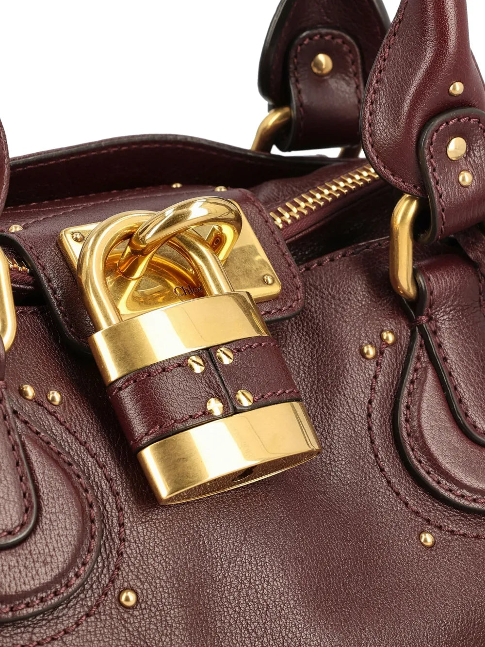 padlock leather tote bag