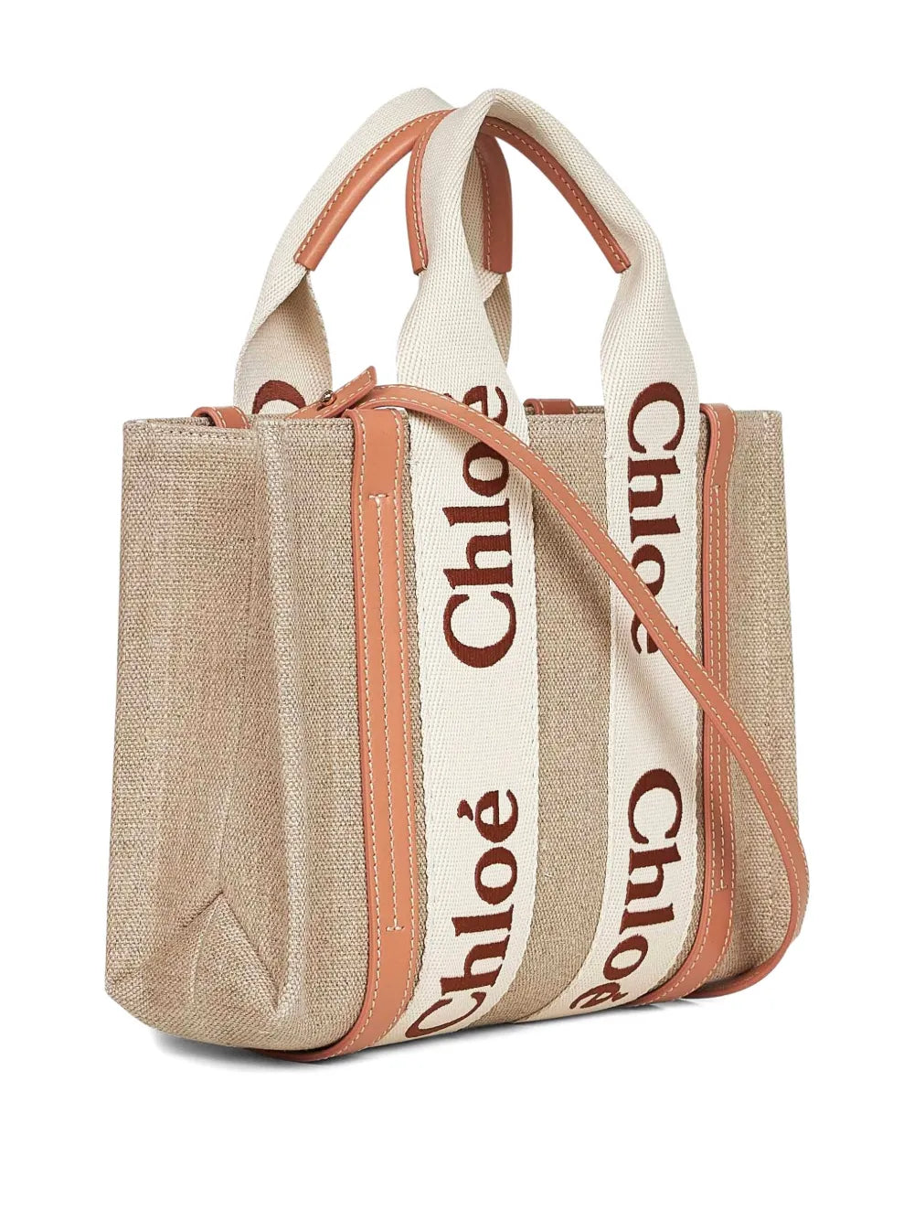 small Woody logo-detail linen tote bag