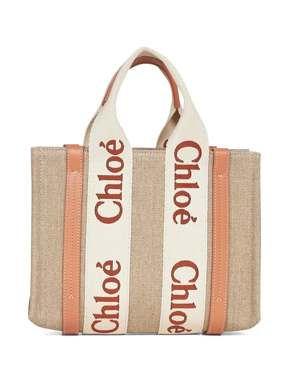 small Woody logo-detail linen tote bag