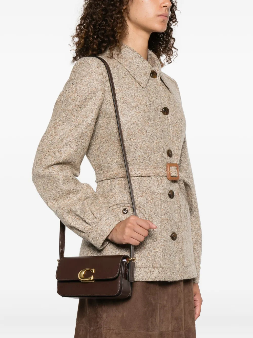 Zoe C-clasp leather shoulder bag