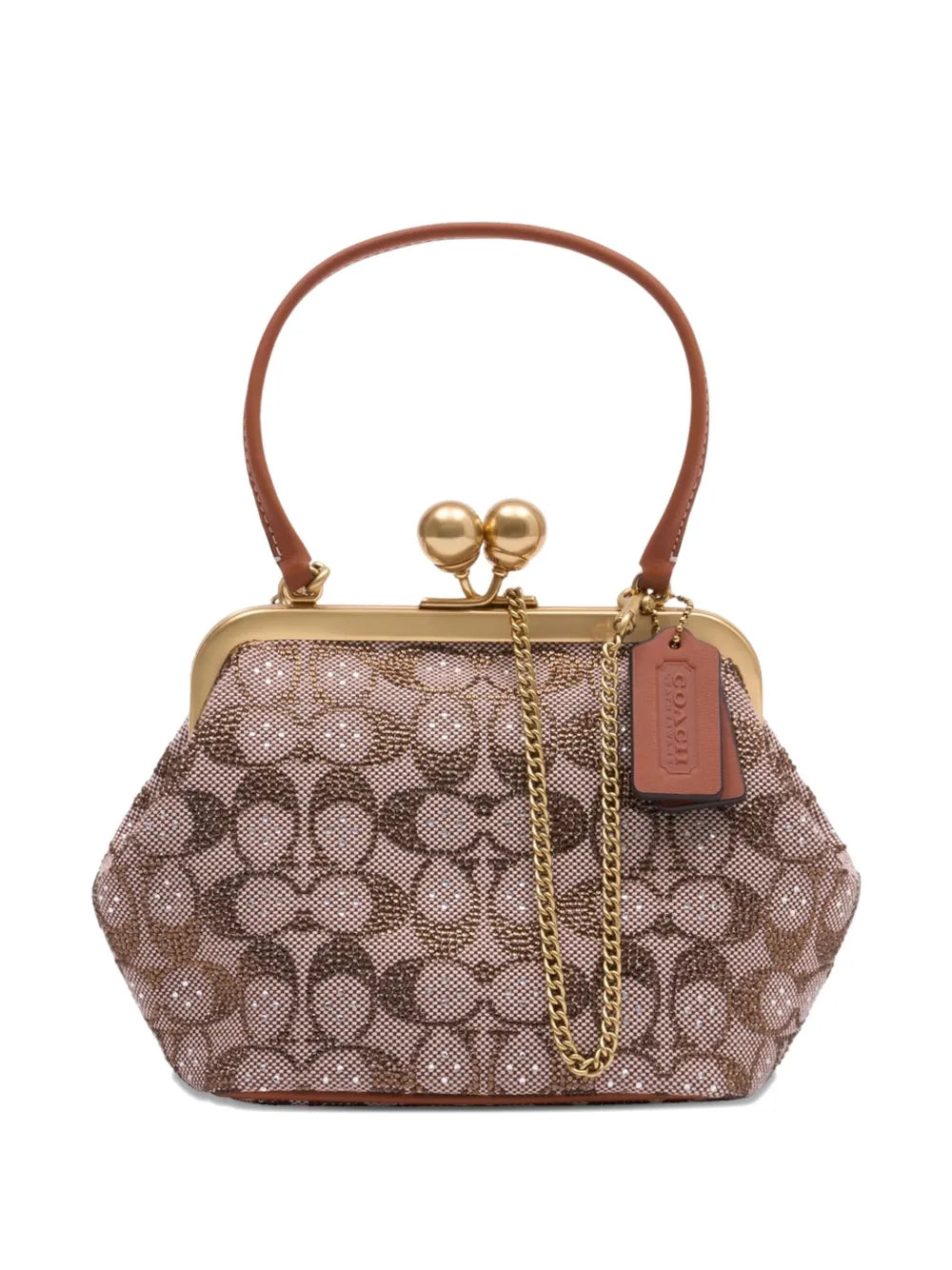 Kisslock leather clutch bag