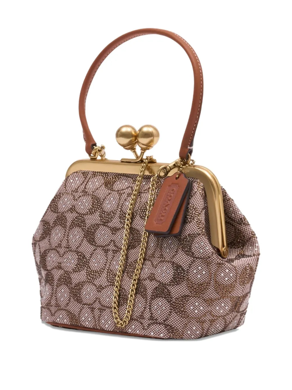 Kisslock leather clutch bag