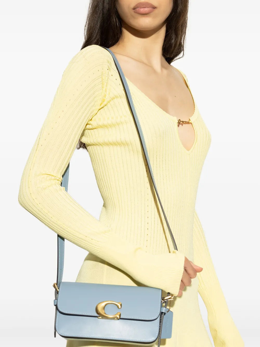 Zoe C-clasp leather shoulder bag