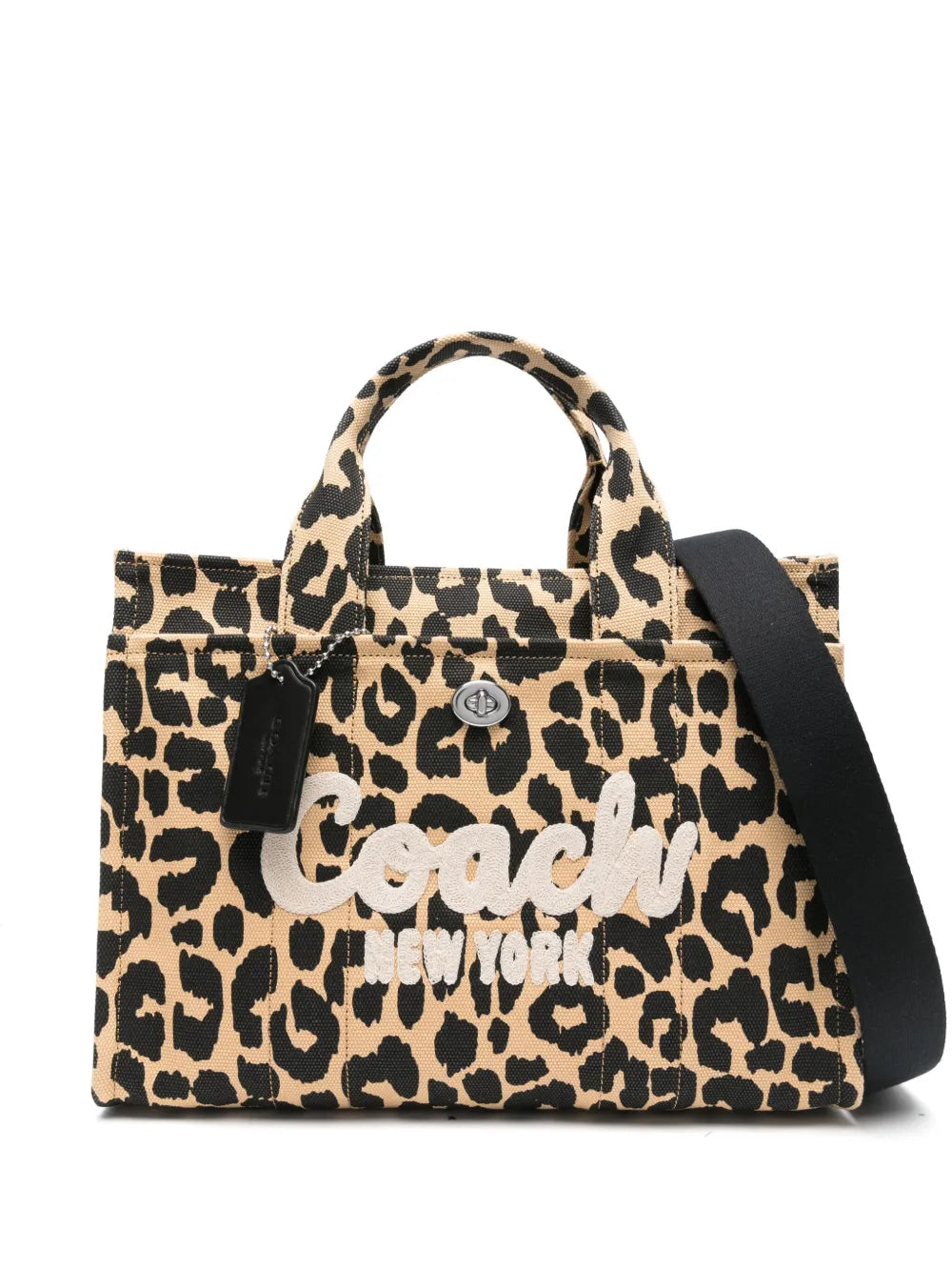 leopard-print canvas tote bag