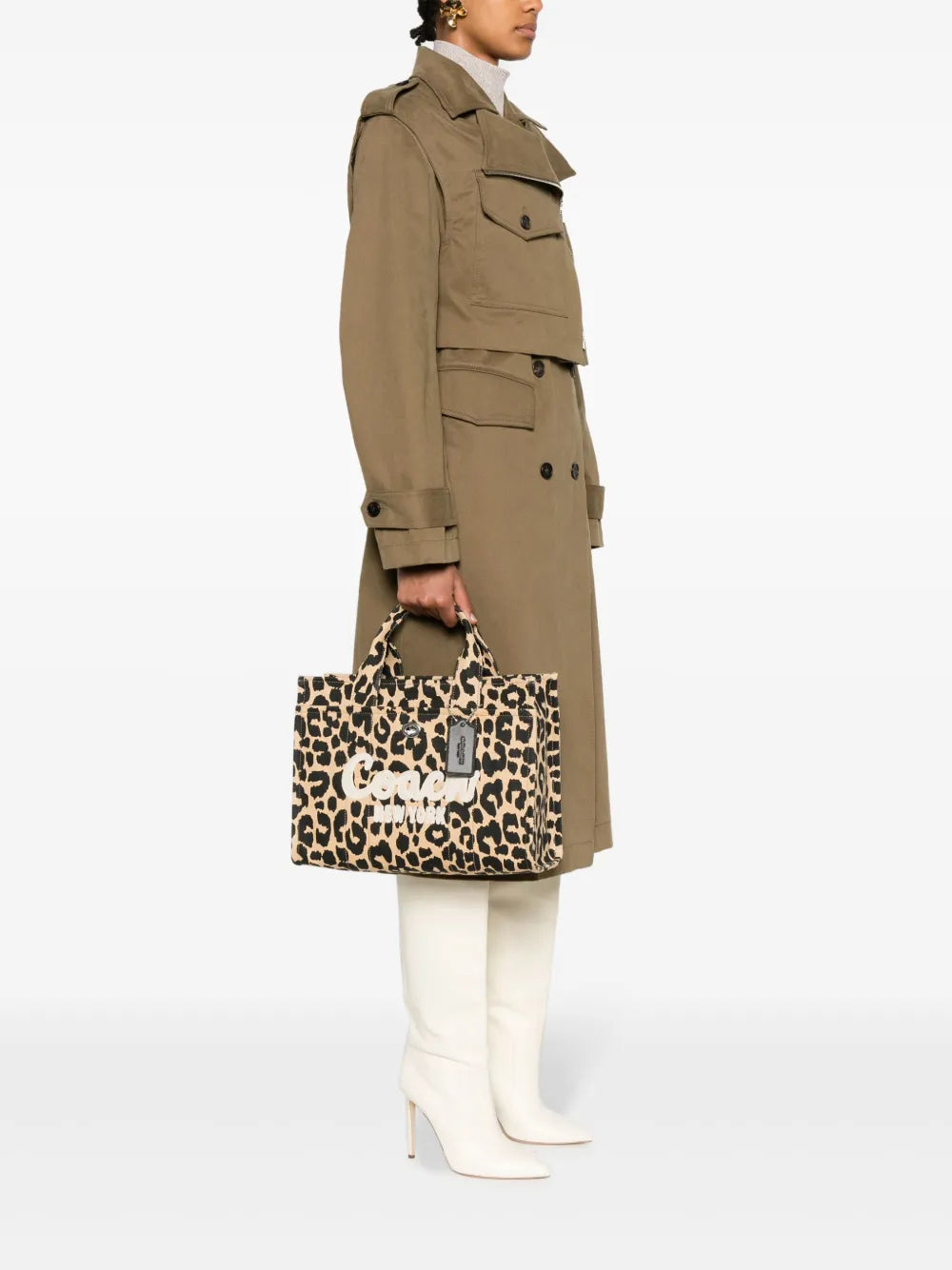 leopard-print canvas tote bag