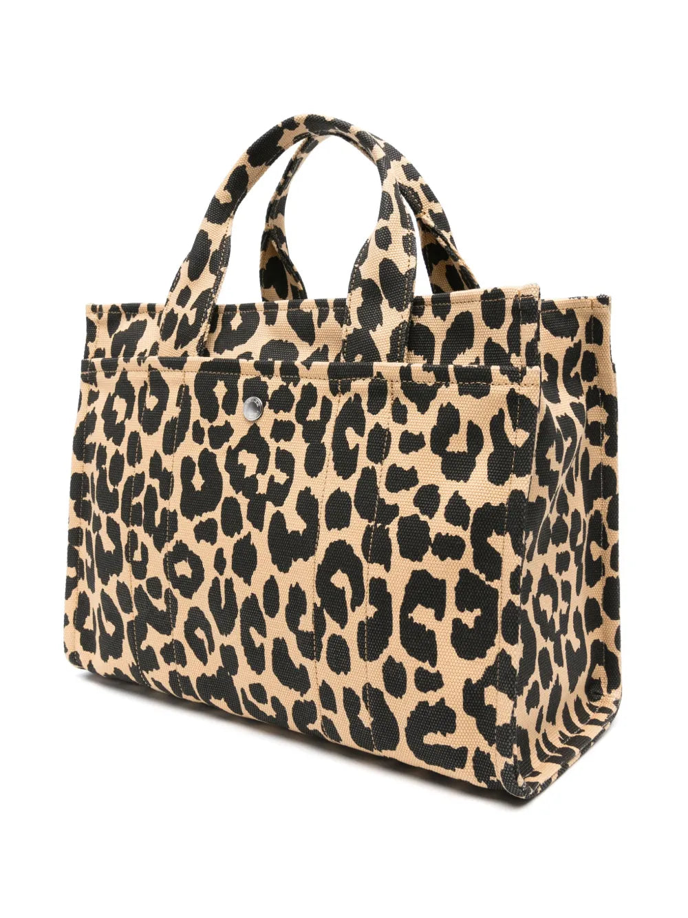 leopard-print canvas tote bag