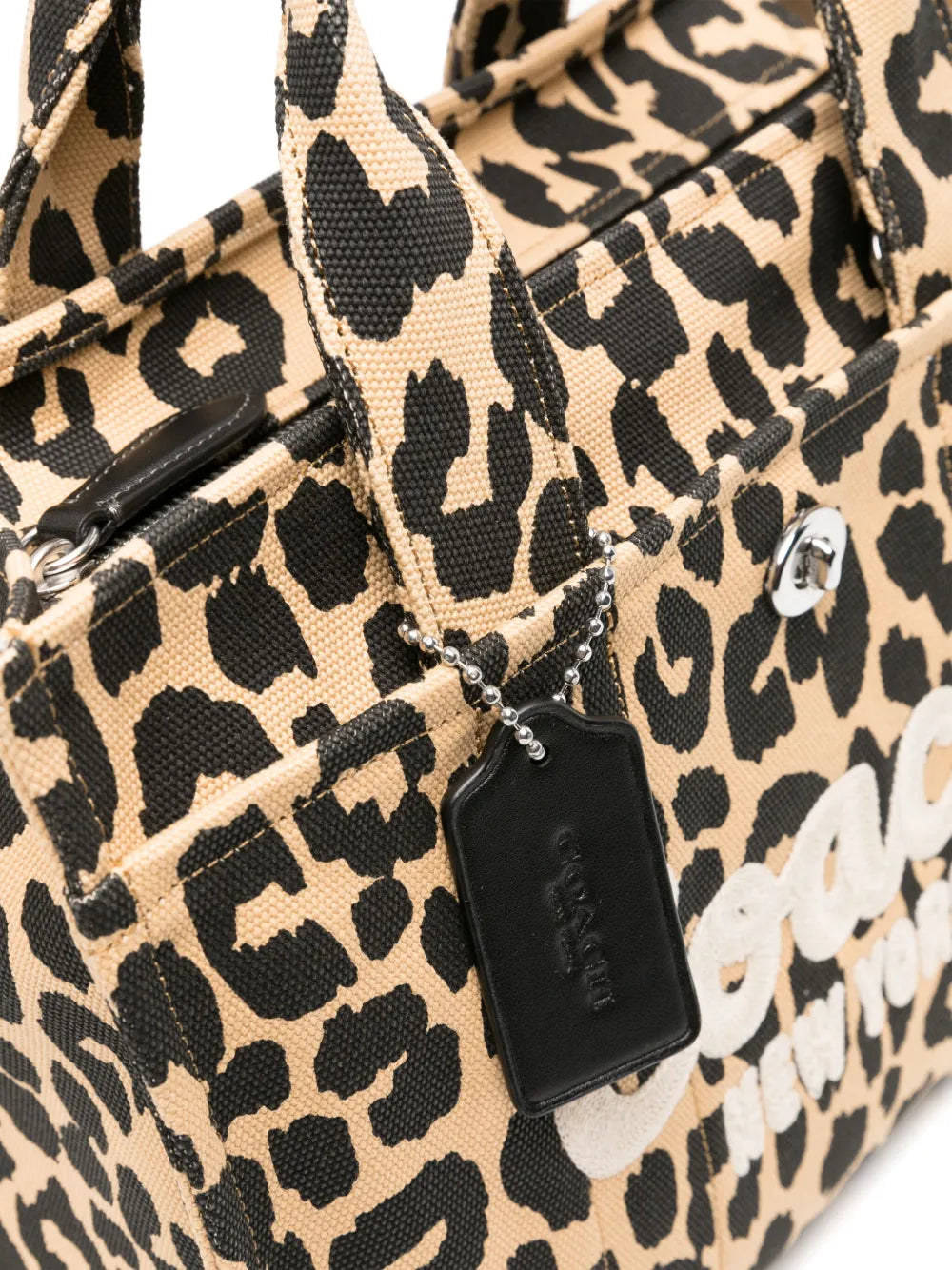 leopard-print canvas tote bag