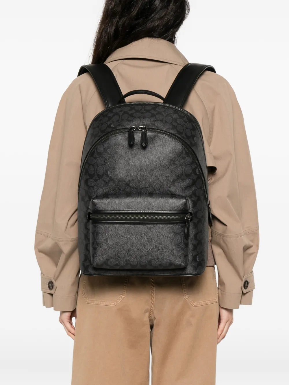 monogram-print adjustable backpack