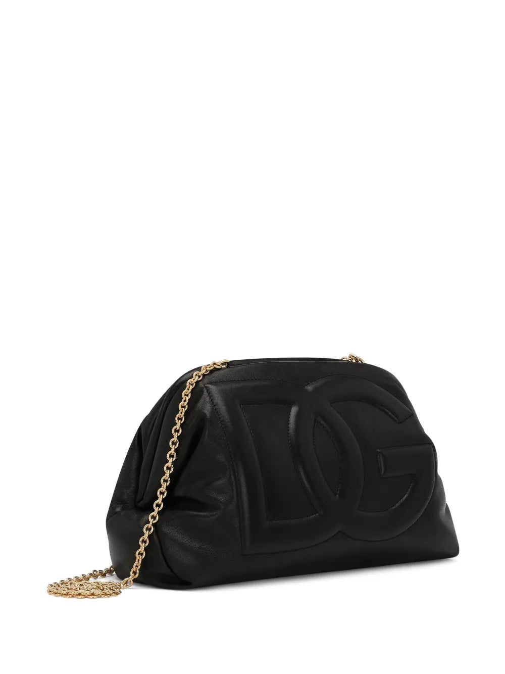 logo-embossed leather clutch