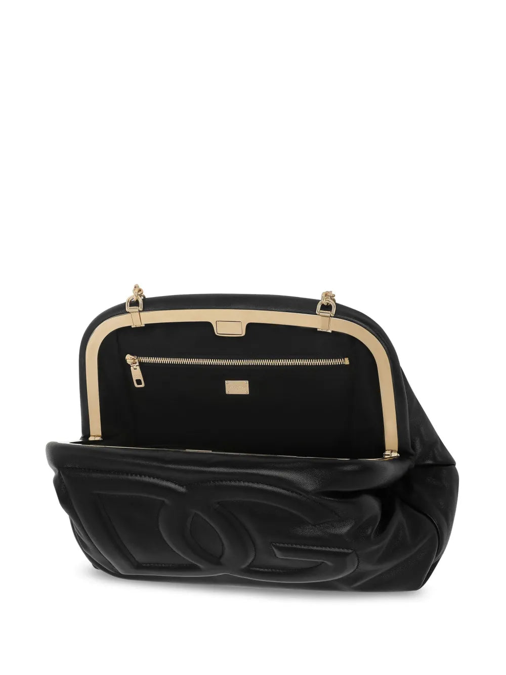 logo-embossed leather clutch