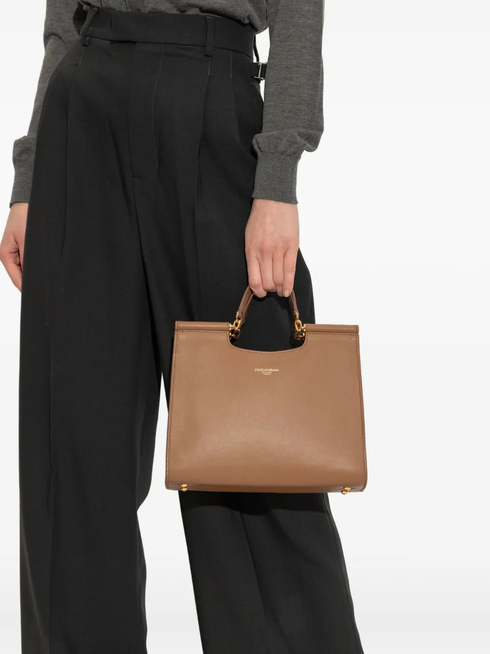 top-handle leather tote bag