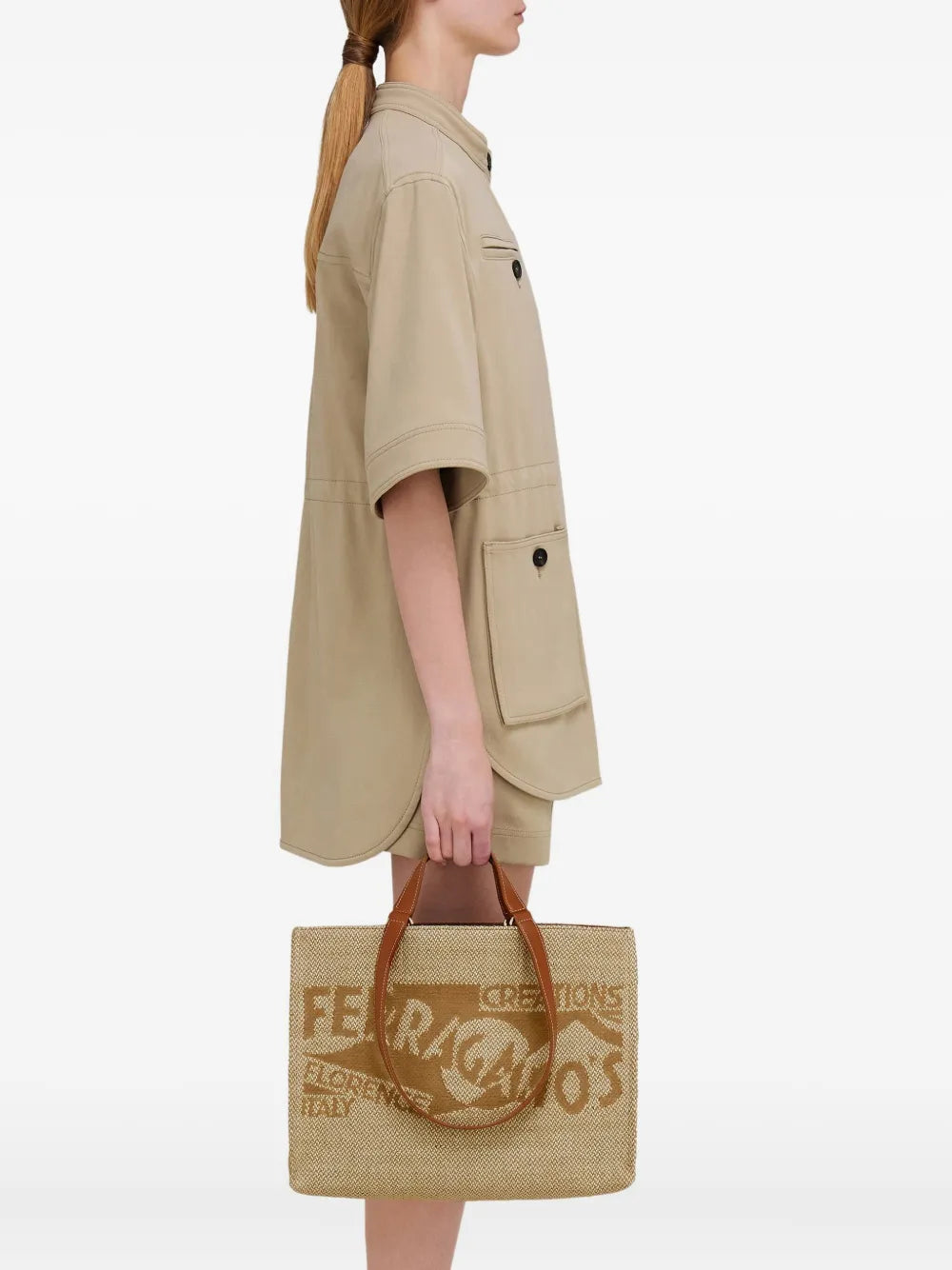 large logo-embroidered tote bag