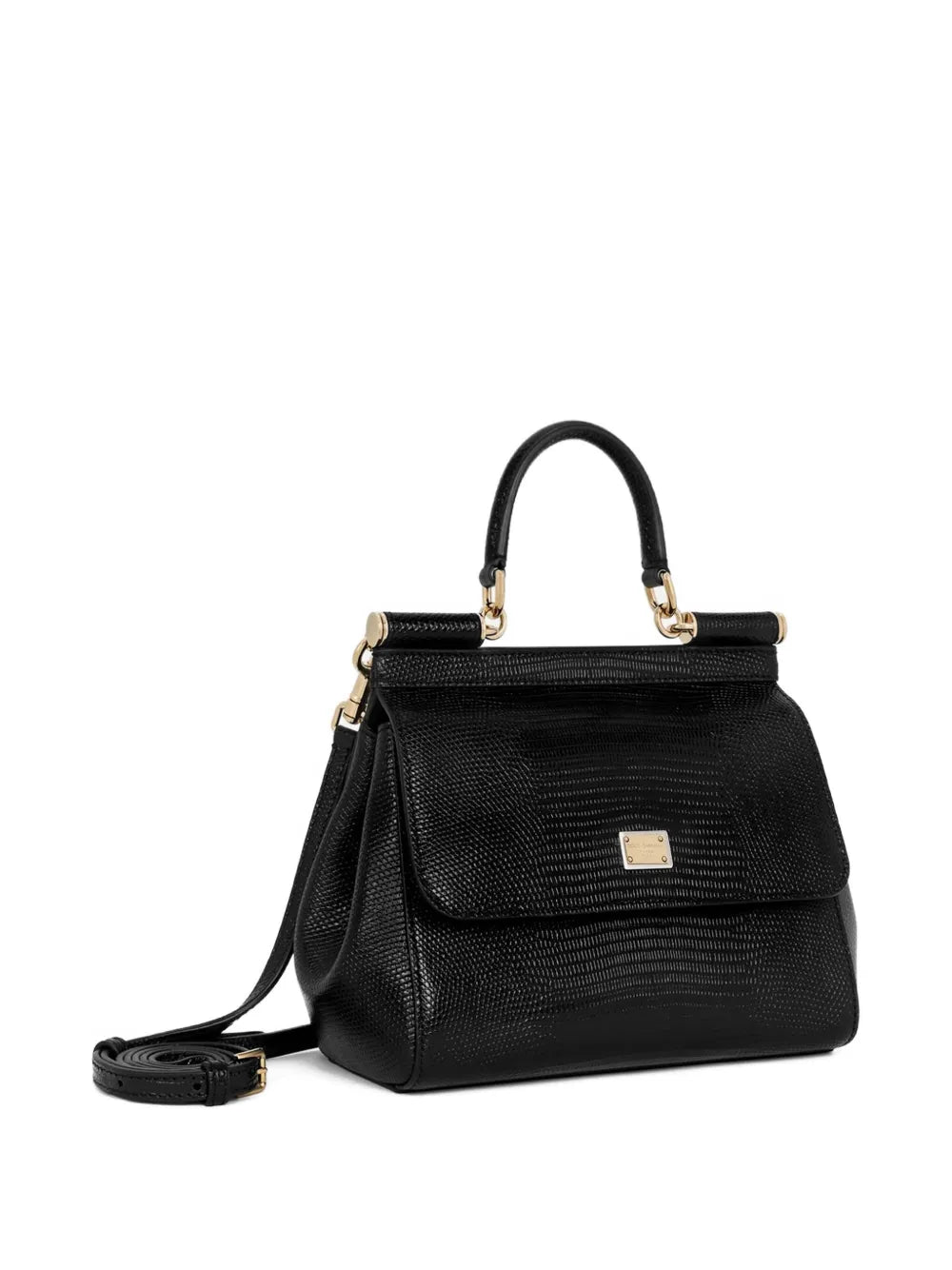 medium Sicily embossed-leather top-handle tote bag