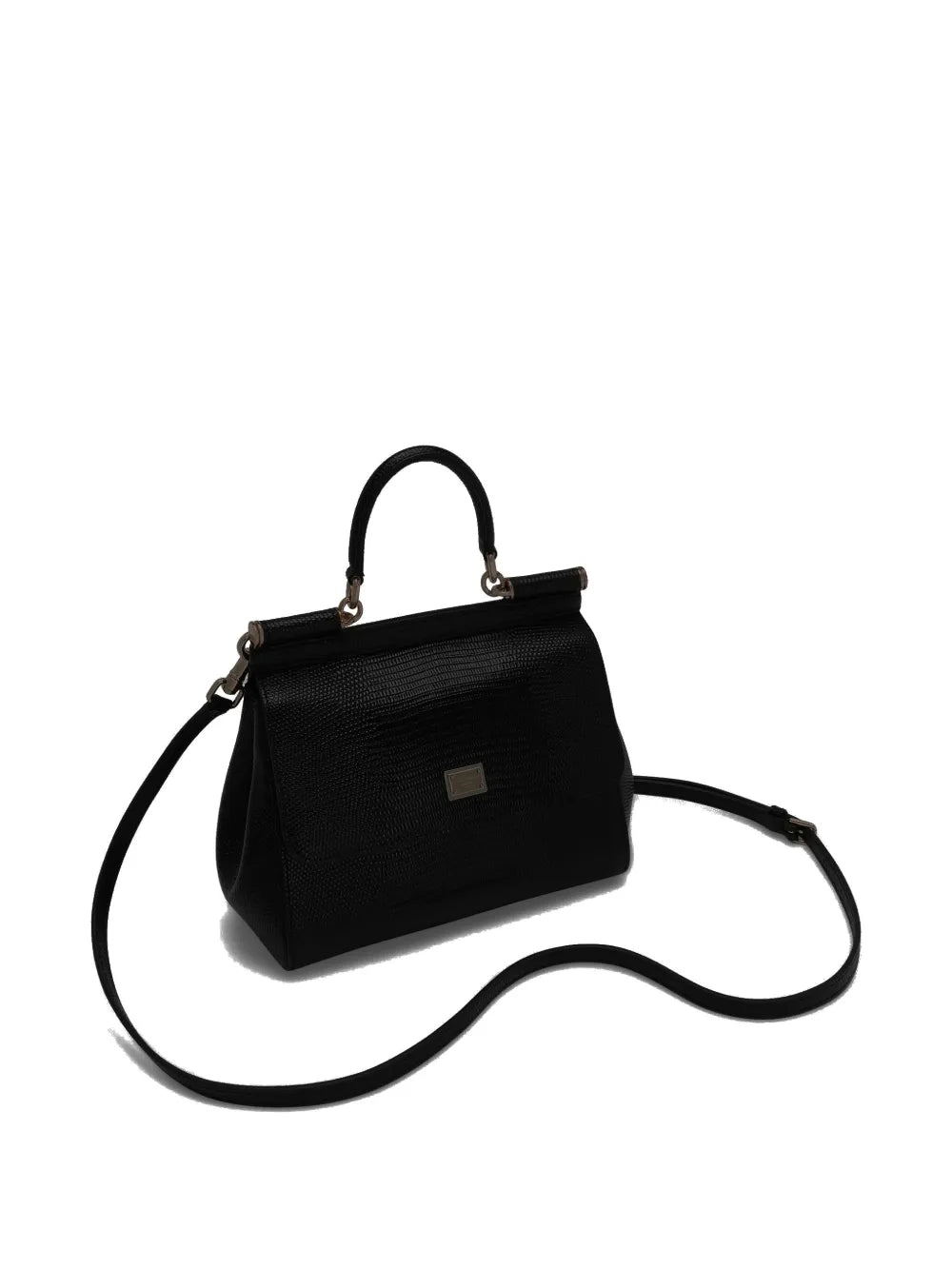 medium Sicily embossed-leather top-handle tote bag