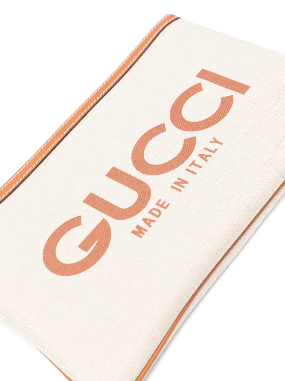 logo-print canvas clutch bag