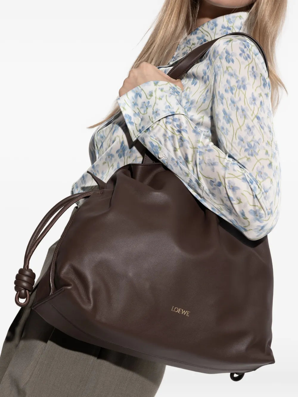 large Flamenco knot-detail leather tote bag