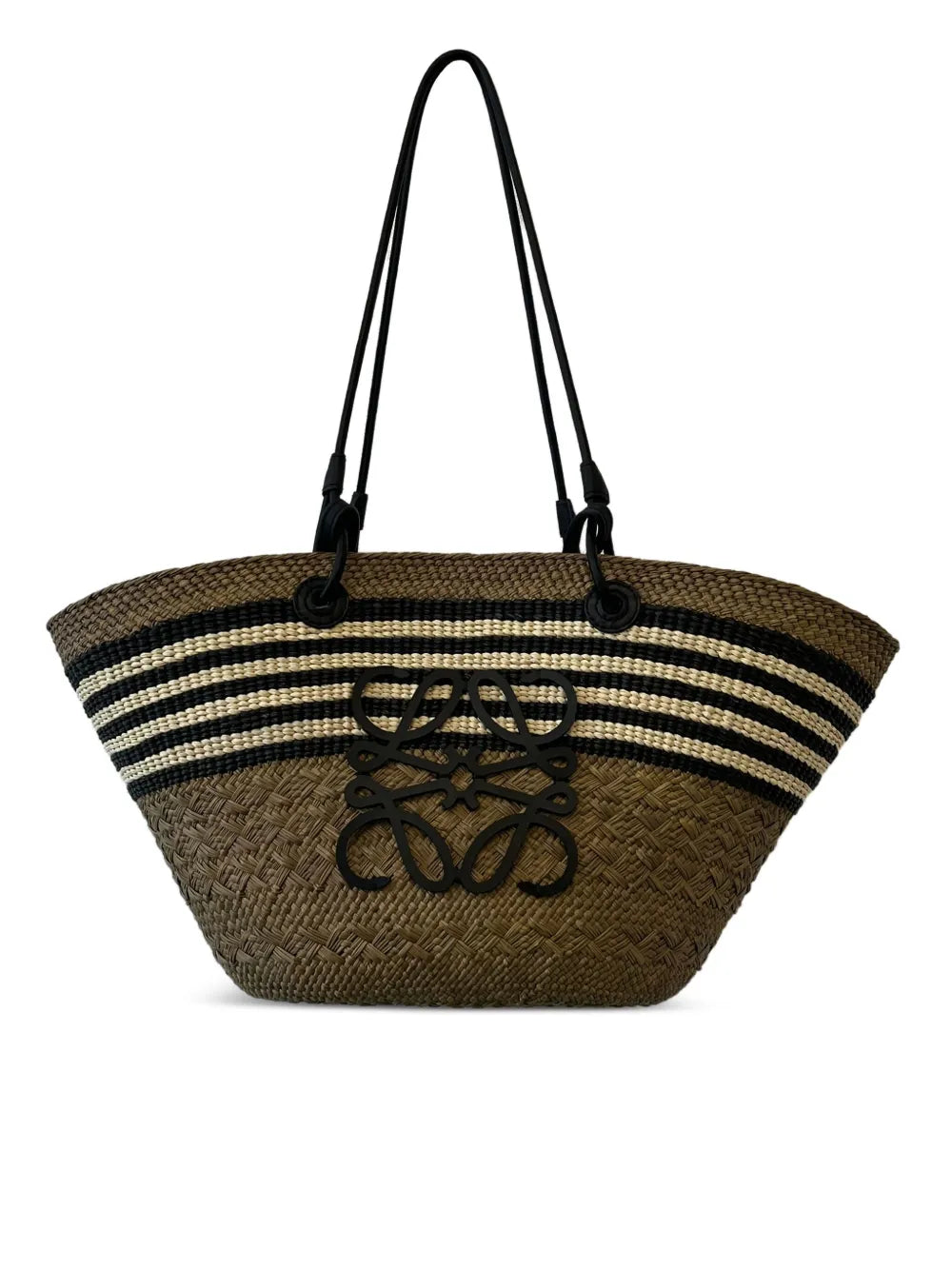 striped anagram basket bag