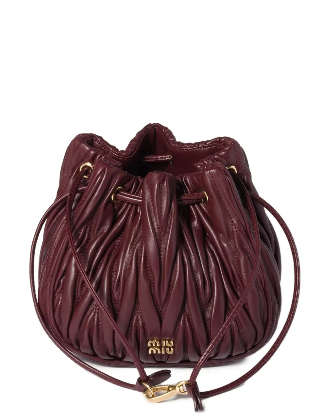 matelassé drawstring clutch bag