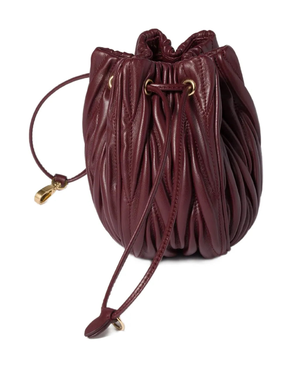 matelassé drawstring clutch bag