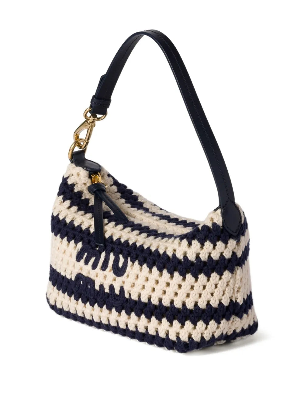 striped crochet shoulder bag